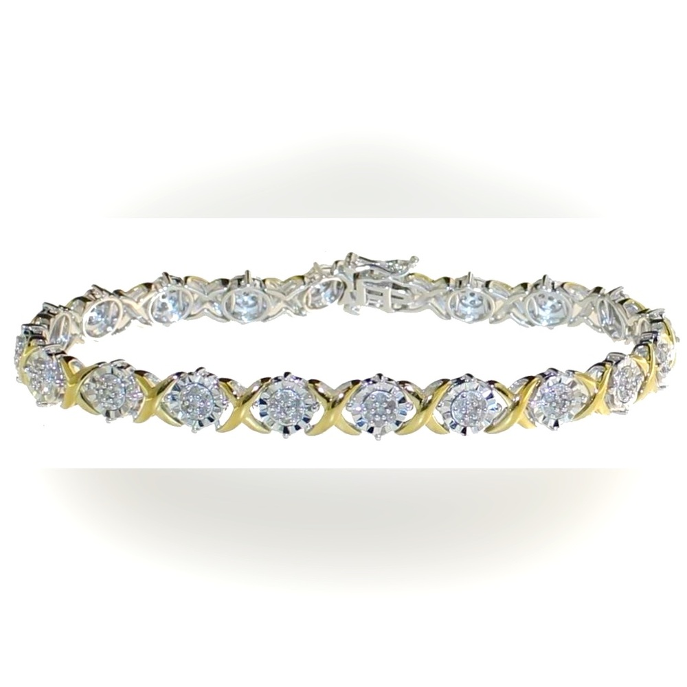 Quality 1.00 Carat Natural Diamond Two Toned Designer Bracelet
